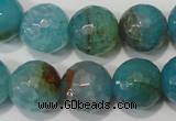 CAG4571 15.5 inches 16mm faceted round fire crackle agate beads