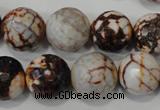 CAG4576 15.5 inches 16mm faceted round fire crackle agate beads