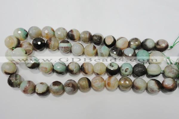 CAG4581 15.5 inches 16mm faceted round fire crackle agate beads