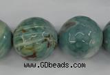 CAG4589 15.5 inches 20mm faceted round fire crackle agate beads