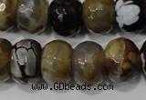 CAG4598 15.5 inches 12*16mm faceted rondelle fire crackle agate beads