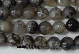 CAG4600 15.5 inches 4mm faceted round fire crackle agate beads