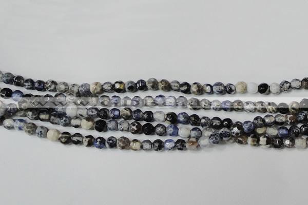 CAG4602 15.5 inches 4mm faceted round fire crackle agate beads