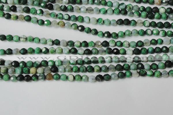 CAG4605 15.5 inches 4mm faceted round fire crackle agate beads