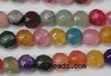 CAG4608 15.5 inches 4mm faceted round fire crackle agate beads