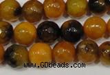 CAG4630 15.5 inches 6mm faceted round fire crackle agate beads