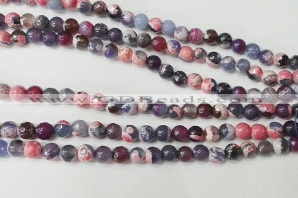 CAG4635 15.5 inches 6mm faceted round fire crackle agate beads