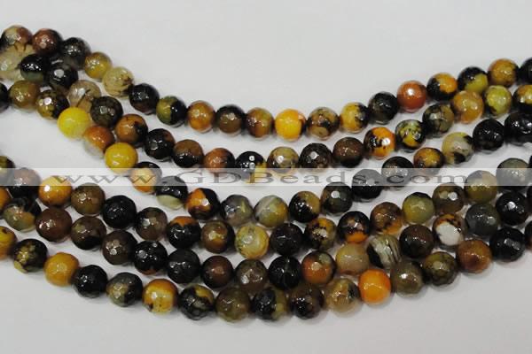 CAG4654 15.5 inches 8mm faceted round fire crackle agate beads