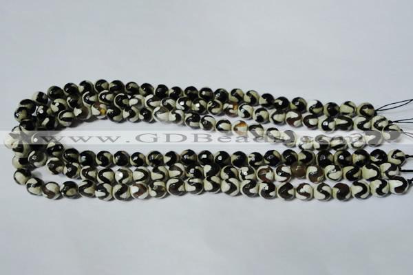 CAG4673 15.5 inches 8mm faceted round tibetan agate beads wholesale