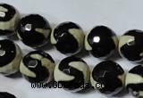 CAG4674 15.5 inches 12mm faceted round tibetan agate beads wholesale