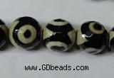 CAG4682 15.5 inches 14mm faceted round tibetan agate beads wholesale