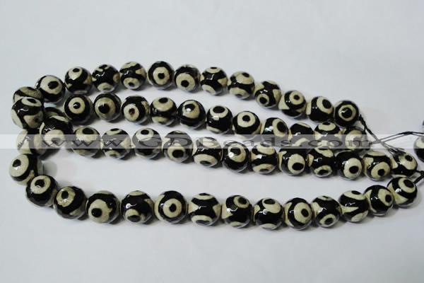 CAG4682 15.5 inches 14mm faceted round tibetan agate beads wholesale