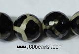 CAG4685 15.5 inches 18mm faceted round tibetan agate beads wholesale