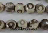 CAG4715 15 inches 10mm faceted round tibetan agate beads wholesale