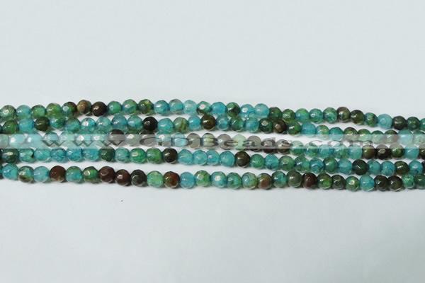 CAG4785 15.5 inches 4mm faceted round fire crackle agate beads