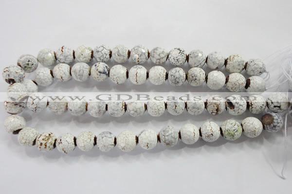 CAG4788 15.5 inches 14mm faceted round fire crackle agate beads