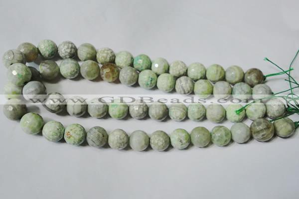 CAG4793 15.5 inches 14mm faceted round fire crackle agate beads