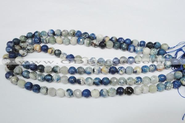 CAG4806 15 inches 8mm faceted round fire crackle agate beads