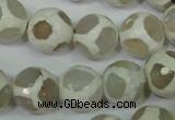 CAG4817 15 inches 12mm faceted round tibetan agate beads wholesale