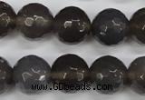 CAG4829 15 inches 14mm faceted round grey agate beads wholesale