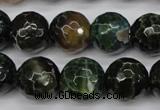 CAG4856 15 inches 16mm faceted round dragon veins agate beads