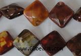 CAG4887 15 inches 14*14mm faceted diamond fire crackle agate beads