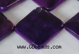 CAG4888 15 inches 25*25mm faceted diamond fire crackle agate beads