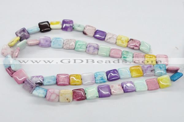 CAG4910 15.5 inches 12*12mm square dyed white agate beads