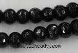 CAG5069 15.5 inches 7*11mm faceted rondelle black agate beads