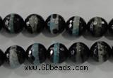 CAG5147 15 inches 10mm faceted round tibetan agate beads wholesale