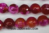 CAG5184 15 inches 12mm faceted round fire crackle agate beads