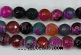 CAG5192 15 inches 8mm faceted round fire crackle agate beads