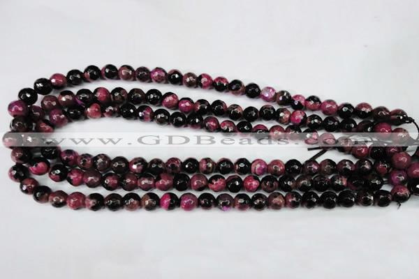 CAG5204 15 inches 8mm faceted round fire crackle agate beads