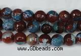 CAG5207 15 inches 8mm faceted round fire crackle agate beads