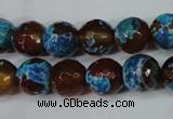 CAG5208 15 inches 10mm faceted round fire crackle agate beads