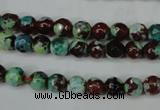 CAG5214 15 inches 6mm faceted round fire crackle agate beads