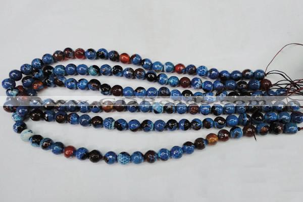 CAG5216 15 inches 8mm faceted round fire crackle agate beads