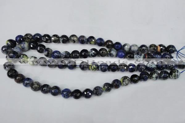 CAG5223 15 inches 10mm faceted round fire crackle agate beads