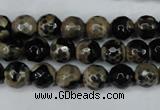 CAG5232 15 inches 10mm faceted round fire crackle agate beads