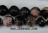 CAG5233 15 inches 12mm faceted round fire crackle agate beads