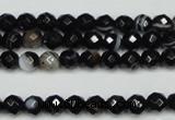 CAG5272 15.5 inches 6mm faceted round black line agate beads