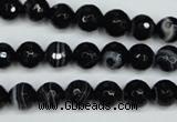 CAG5273 15.5 inches 8mm faceted round black line agate beads