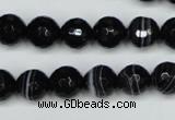 CAG5274 15.5 inches 10mm faceted round black line agate beads