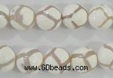 CAG5335 15.5 inches 12mm faceted round tibetan agate beads wholesale