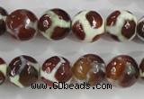 CAG5340 15.5 inches 12mm faceted round tibetan agate beads wholesale