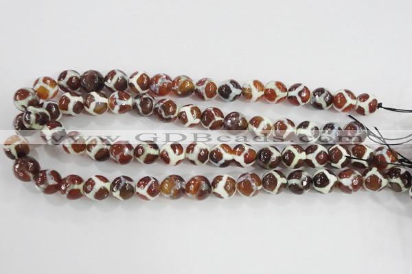 CAG5340 15.5 inches 12mm faceted round tibetan agate beads wholesale