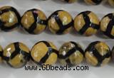 CAG5345 15.5 inches 12mm faceted round tibetan agate beads wholesale