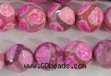 CAG5351 15.5 inches 14mm faceted round tibetan agate beads wholesale