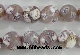 CAG5354 15.5 inches 12mm faceted round tibetan agate beads wholesale