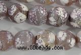 CAG5355 15.5 inches 14mm faceted round tibetan agate beads wholesale